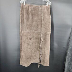 Saddle Ridge Skirt Juniors 9/10 Brown Suede Fringe Western Cowboy Long Boho